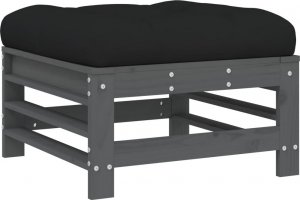 vidaXL vidaXL Podnóżki ogrodowe z poduszkami, 2 szt., szare, drewno sosnowe 3