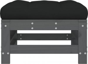 vidaXL vidaXL Podnóżki ogrodowe z poduszkami, 2 szt., szare, drewno sosnowe 4