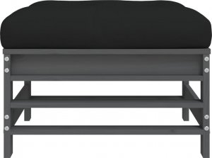 vidaXL vidaXL Podnóżki ogrodowe z poduszkami, 2 szt., szare, drewno sosnowe 5