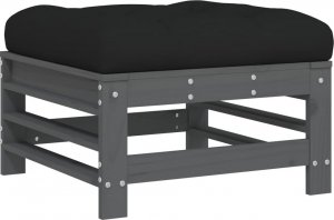 vidaXL vidaXL Podnóżki ogrodowe z poduszkami, 2 szt., szare, drewno sosnowe 6