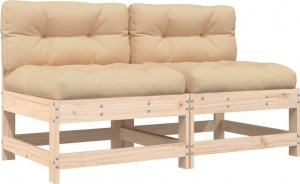 vidaXL vidaXL Siedziska środkowe z poduszkami, 2 szt., lite drewno sosnowe 2