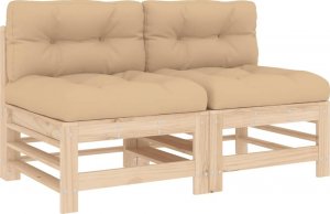 vidaXL vidaXL Siedziska środkowe z poduszkami, 2 szt., lite drewno sosnowe 2
