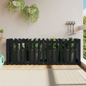 vidaXL Rabata ogrodowa z płotkiem, czarna, 200x50x70cm, drewno sosnowe 1