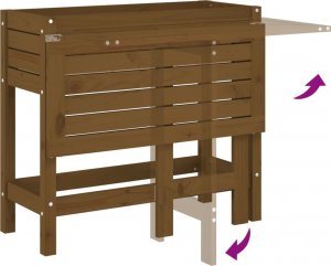 vidaXL Donica ogrodowa ze składanym blatem, miodowa, drewno sosnowe 7