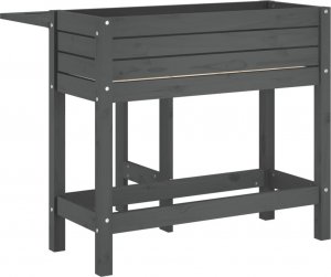 vidaXL Donica ogrodowa ze składanym blatem, szara, lite drewno sosnowe 6