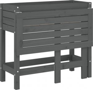 vidaXL Donica ogrodowa ze składanym blatem, szara, lite drewno sosnowe 8