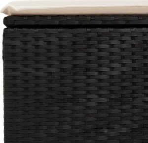 vidaXL Stołek ogrodowy z poduszką, czarny, 55x55x37 cm, polirattan 8