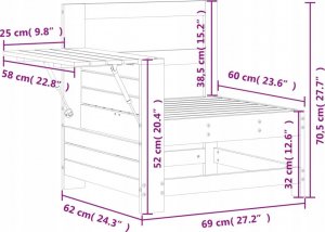 vidaXL Siedzisko ogrodowe z podłokietnikiem i stolikiem, impregnowane 10
