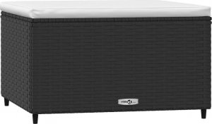 vidaXL Podnóżki ogrodowe z poduszkami, 2 szt., czarne, polirattan 3