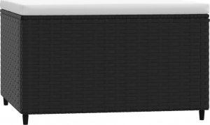 vidaXL Podnóżki ogrodowe z poduszkami, 2 szt., czarne, polirattan 6