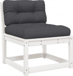 vidaXL Podnóżki ogrodowe z poduszkami, 2 szt., białe, drewno sosnowe 5