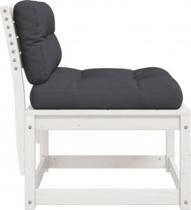 vidaXL Podnóżki ogrodowe z poduszkami, 2 szt., białe, drewno sosnowe 7