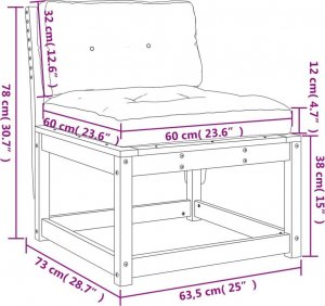vidaXL Podnóżki ogrodowe z poduszkami, 2 szt., białe, drewno sosnowe 10