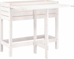 vidaXL Donica ogrodowa ze składanym blatem, biała, lite drewno sosnowe 2