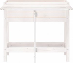 vidaXL Donica ogrodowa ze składanym blatem, biała, lite drewno sosnowe 4