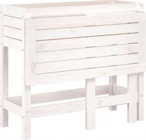 vidaXL Donica ogrodowa ze składanym blatem, biała, lite drewno sosnowe 8