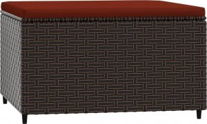 vidaXL Podnóżki ogrodowe z poduszkami, 2 szt., brązowe, polirattan 3