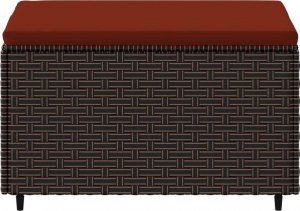 vidaXL Podnóżki ogrodowe z poduszkami, 2 szt., brązowe, polirattan 5