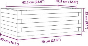 vidaXL Donica ogrodowa, biała, 70x40x23 cm, lite drewno sosnowe 10