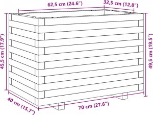vidaXL Donica ogrodowa, biała, 70x40x49,5 cm, lite drewno sosnowe 10