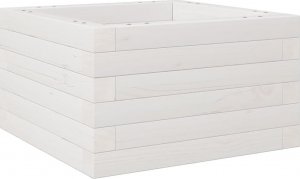 vidaXL vidaXL Donica ogrodowa, biała, 40x40x23 cm, lite drewno sosnowe 2