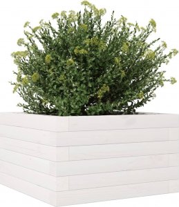 vidaXL vidaXL Donica ogrodowa, biała, 40x40x23 cm, lite drewno sosnowe 4