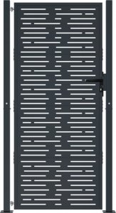 vidaXL Furtka ogrodowa, antracytowa, 105x205 cm, stal, w prostokąty 2
