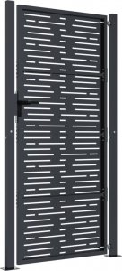 vidaXL Furtka ogrodowa, antracytowa, 105x205 cm, stal, w prostokąty 4