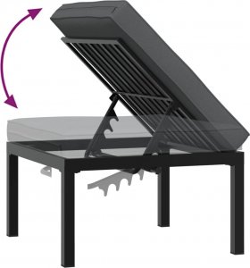 vidaXL vidaXL Stołek ogrodowy z poduszką, czarny, aluminium 6
