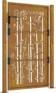 vidaXL vidaXL Furtka ogrodowa, 105x130 cm, stal kortenowska, motyw bambusa 5