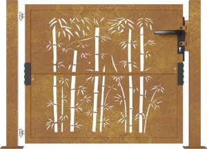 vidaXL vidaXL Furtka ogrodowa, 105x80 cm, stal kortenowska, motyw bambusa 4