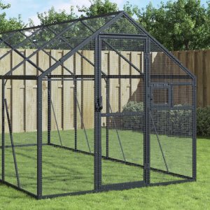 vidaXL vidaXL Woliera, antracytowa, 1,79x8x1,85 m, aluminium 1