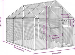 vidaXL vidaXL Woliera, antracytowa, 1,79x3x1,85 m, aluminium 7