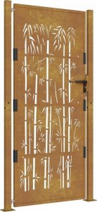 vidaXL Furtka ogrodowa, 105x205 cm, stal kortenowska, motyw bambusa 2