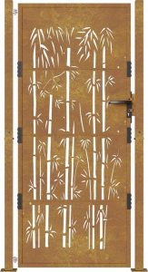 vidaXL Furtka ogrodowa, 105x205 cm, stal kortenowska, motyw bambusa 4
