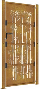 vidaXL Furtka ogrodowa, 105x205 cm, stal kortenowska, motyw bambusa 5
