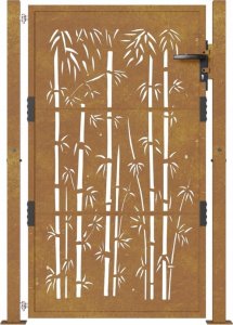 vidaXL Furtka ogrodowa, 105x155 cm, stal kortenowska, motyw bambusa 4