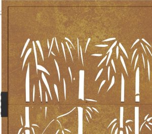 vidaXL Furtka ogrodowa, 105x155 cm, stal kortenowska, motyw bambusa 8