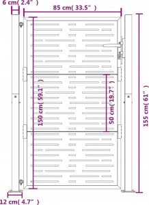 vidaXL Furtka ogrodowa, 105x155 cm, stal kortenowska, motyw prostokąty 11