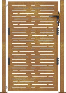 vidaXL Furtka ogrodowa, 105x155 cm, stal kortenowska, motyw prostokąty 4