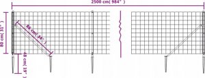 vidaXL Ogrodzenie z siatki, z kotwami, antracytowe, 0,8x25 m 5