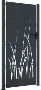 vidaXL Furtka ogrodowa, antracytowa, 105x180 cm, stal, motyw trawy 2