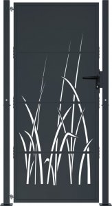 vidaXL Furtka ogrodowa, antracytowa, 105x180 cm, stal, motyw trawy 3