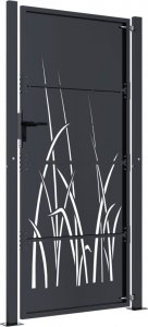 vidaXL Furtka ogrodowa, antracytowa, 105x180 cm, stal, motyw trawy 4
