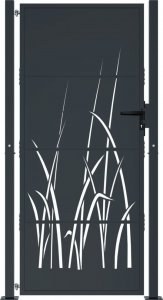 vidaXL Furtka ogrodowa, antracytowa, 105x205 cm, stal, motyw trawy 3