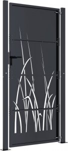 vidaXL Furtka ogrodowa, antracytowa, 105x205 cm, stal, motyw trawy 4