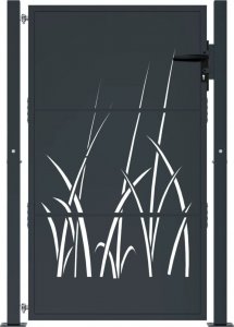 vidaXL Furtka ogrodowa, antracytowa, 105x155 cm, stal, motyw trawy 3