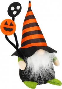 Springos Skrzat 20 cm ozdoba świąteczna krasnal na Halloween gnom z pomarańczowo-czarną czapeczką UNIWERSALNY 2