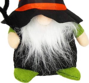 Springos Skrzat 20 cm ozdoba świąteczna krasnal na Halloween gnom z pomarańczowo-czarną czapeczką UNIWERSALNY 4