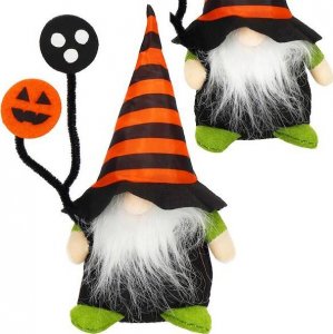 Springos Skrzat 20 cm ozdoba świąteczna krasnal na Halloween gnom z pomarańczowo-czarną czapeczką UNIWERSALNY 6